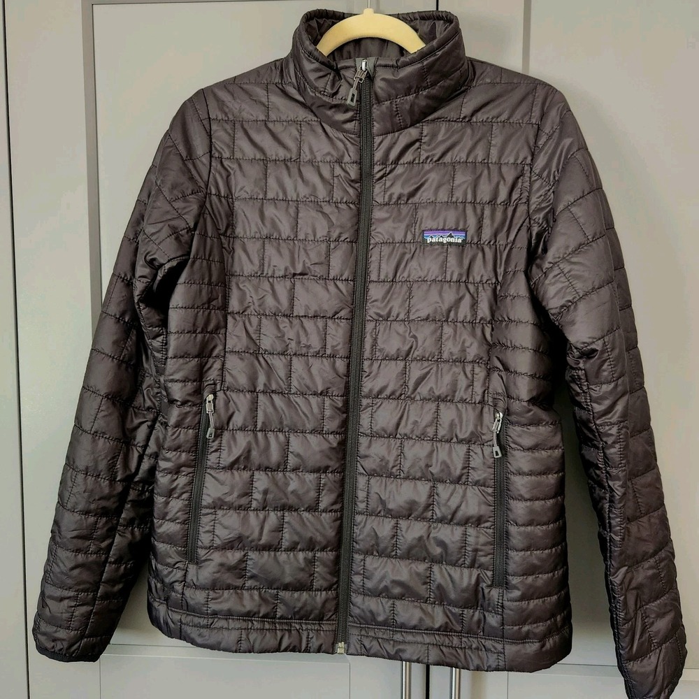 New Patagonia Micro Puff Jacket Women's Medium Black Logo Zip Quilted Puffer M